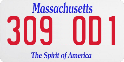 MA license plate 309OD1