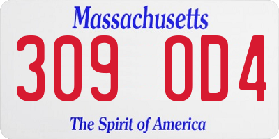 MA license plate 309OD4