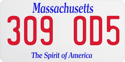 MA license plate 309OD5