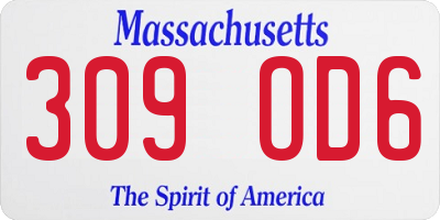 MA license plate 309OD6