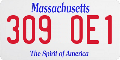 MA license plate 309OE1