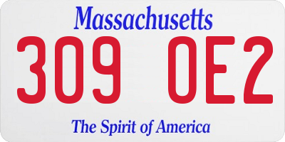MA license plate 309OE2