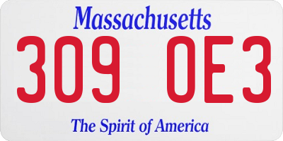 MA license plate 309OE3