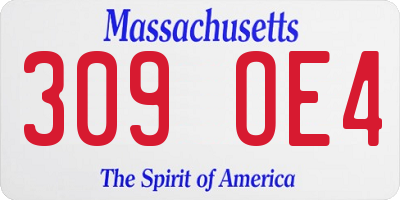 MA license plate 309OE4
