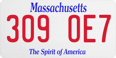 MA license plate 309OE7