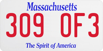 MA license plate 309OF3