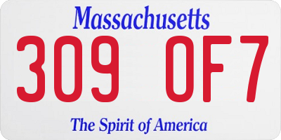 MA license plate 309OF7