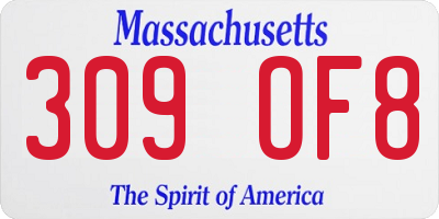 MA license plate 309OF8