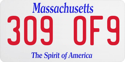 MA license plate 309OF9