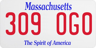 MA license plate 309OG0