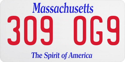 MA license plate 309OG9