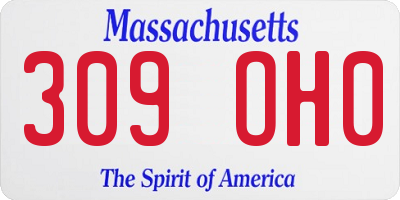 MA license plate 309OH0