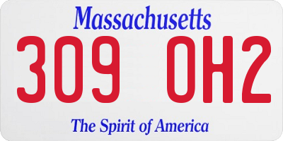 MA license plate 309OH2