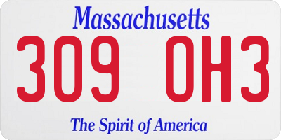 MA license plate 309OH3