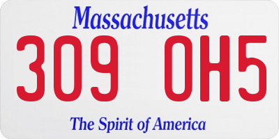 MA license plate 309OH5