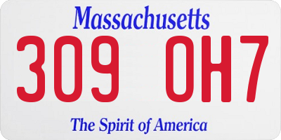 MA license plate 309OH7