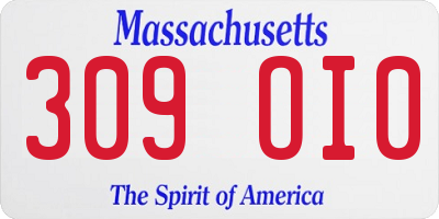 MA license plate 309OI0