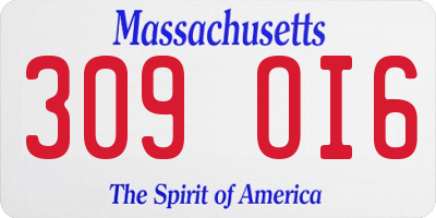MA license plate 309OI6