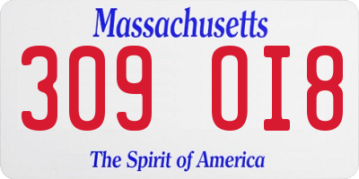 MA license plate 309OI8