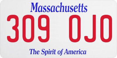 MA license plate 309OJ0