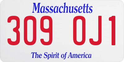 MA license plate 309OJ1