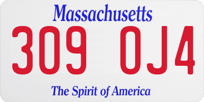 MA license plate 309OJ4