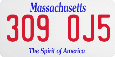 MA license plate 309OJ5
