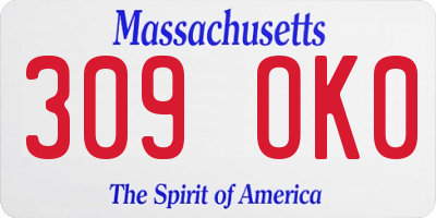 MA license plate 309OK0
