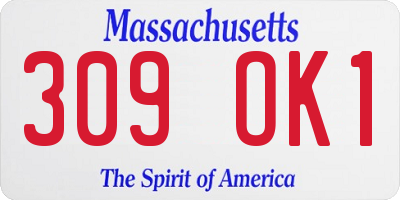 MA license plate 309OK1