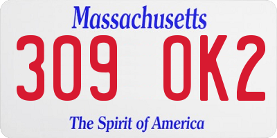 MA license plate 309OK2