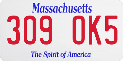 MA license plate 309OK5