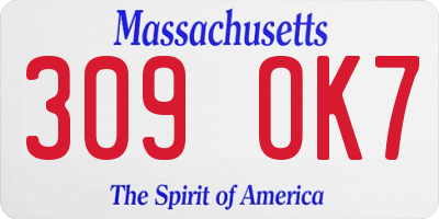 MA license plate 309OK7