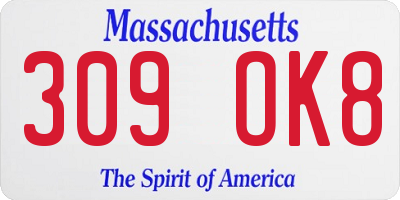 MA license plate 309OK8