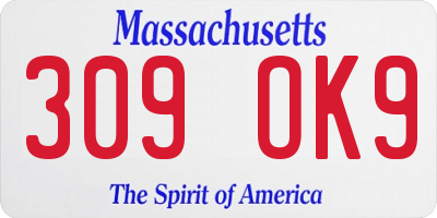 MA license plate 309OK9