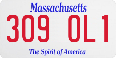 MA license plate 309OL1