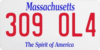 MA license plate 309OL4