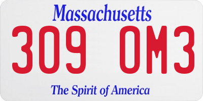 MA license plate 309OM3