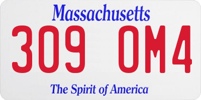 MA license plate 309OM4