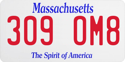 MA license plate 309OM8