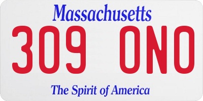 MA license plate 309ON0