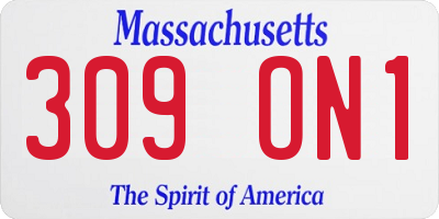 MA license plate 309ON1