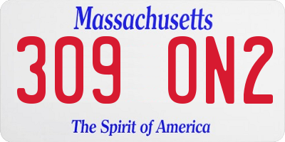MA license plate 309ON2