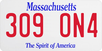 MA license plate 309ON4