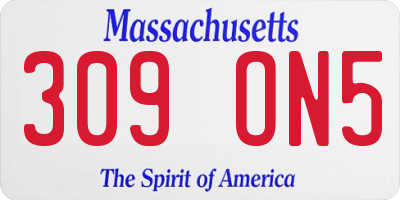 MA license plate 309ON5