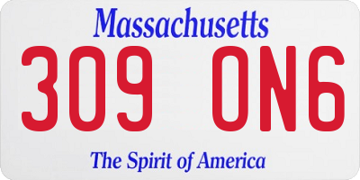 MA license plate 309ON6