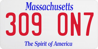 MA license plate 309ON7