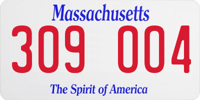 MA license plate 309OO4