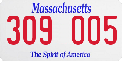 MA license plate 309OO5