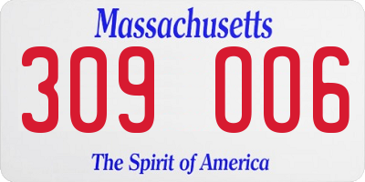 MA license plate 309OO6