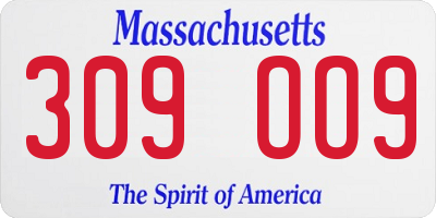 MA license plate 309OO9